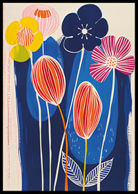 Vivid flowers against a deep blue background create vibrant energy-6