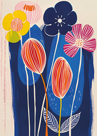 Vivid flowers against a deep blue background create vibrant energy-7