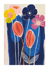 Vivid flowers against a deep blue background create vibrant energy-1