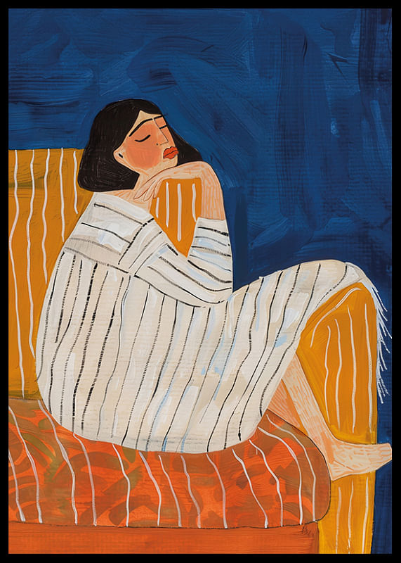 A woman at rest surrounded by deep colors and a calm atmosphere-12