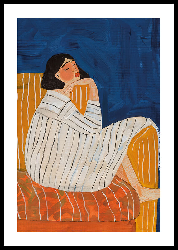 A woman at rest surrounded by deep colors and a calm atmosphere-12