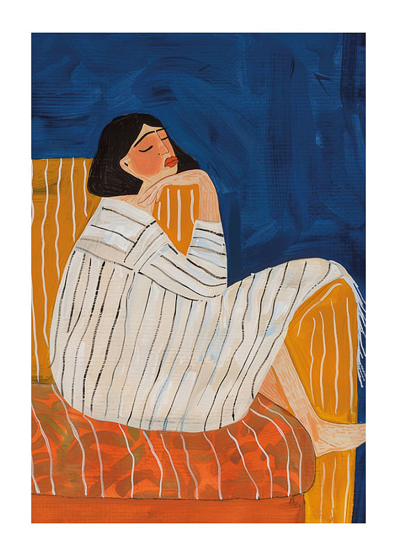 A woman at rest surrounded by deep colors and a calm atmosphere-12