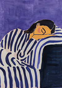 A dreamy and calming scene with soft stripes and deep colors-7