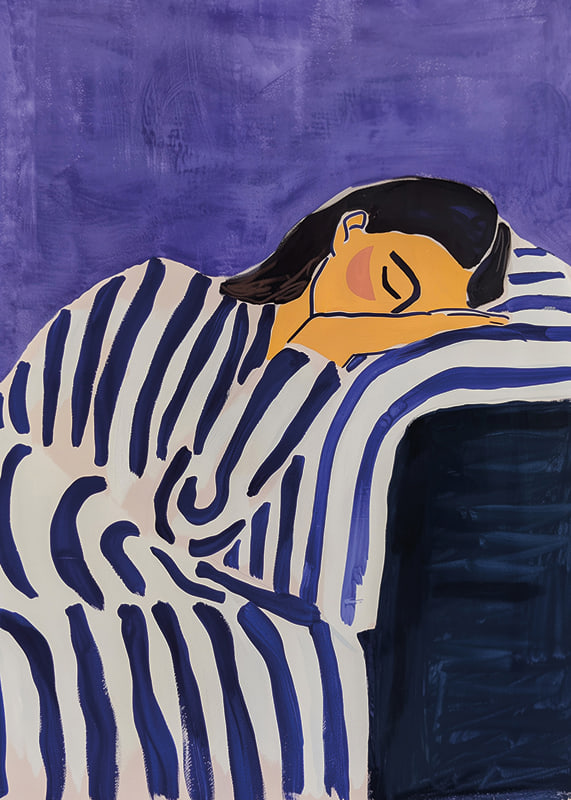 A dreamy and calming scene with soft stripes and deep colors-12