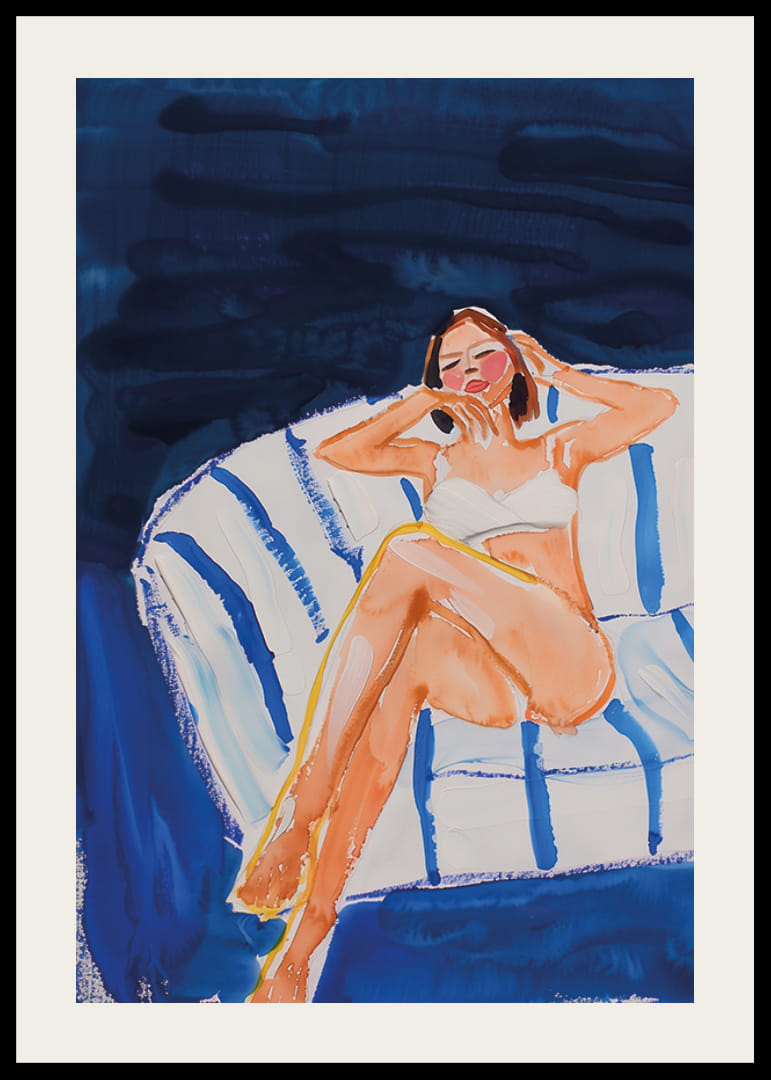 En harmonisk scene af afslapning og ro i blå toner-12