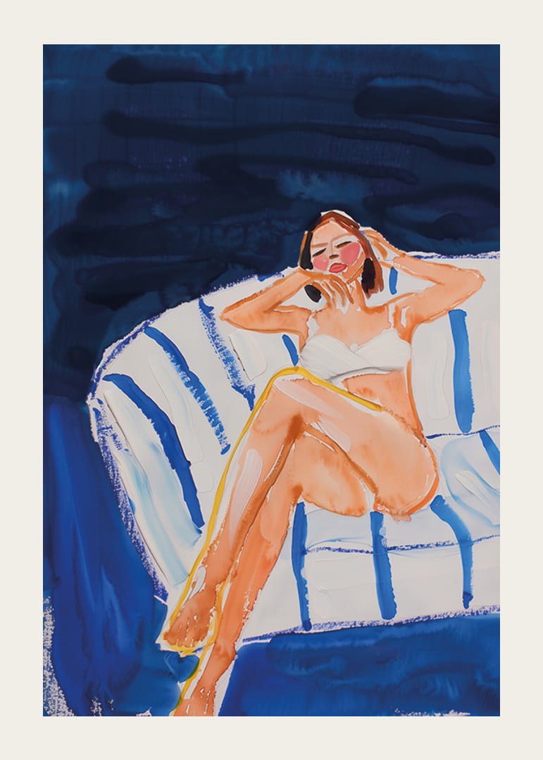 En harmonisk scene af afslapning og ro i blå toner-12