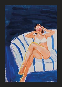 A harmonious scene of relaxation and tranquility in blue tones-5