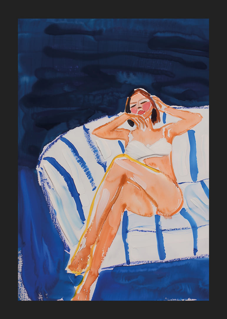 En harmonisk scene af afslapning og ro i blå toner-12