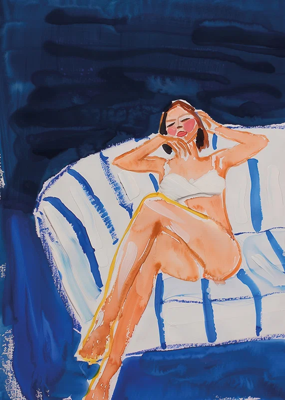 A harmonious scene of relaxation and tranquility in blue tones-12