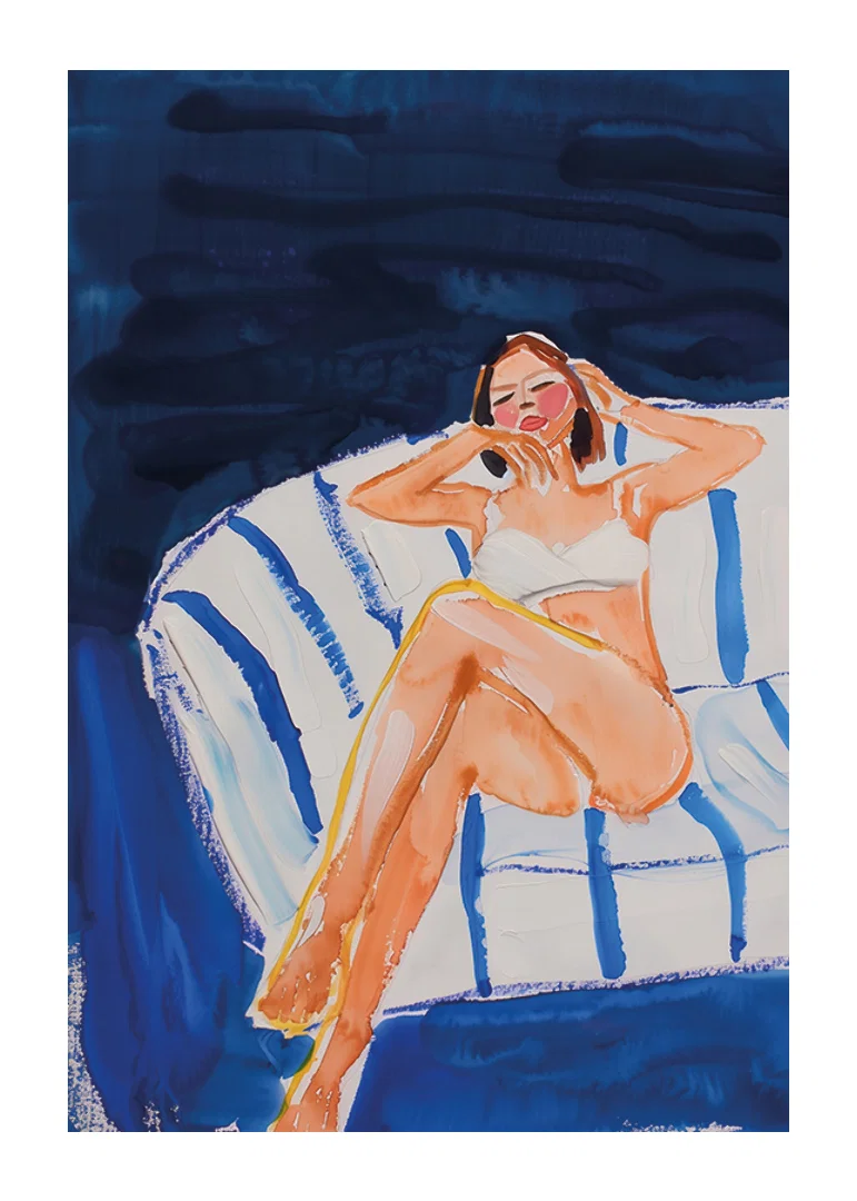 A harmonious scene of relaxation and tranquility in blue tones-12