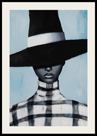 A mysterious figure wears a wide-brimmed hat in black and white-2