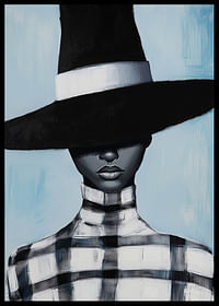 A mysterious figure wears a wide-brimmed hat in black and white-2