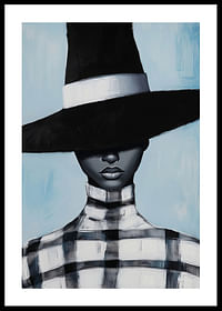 A mysterious figure wears a wide-brimmed hat in black and white-0