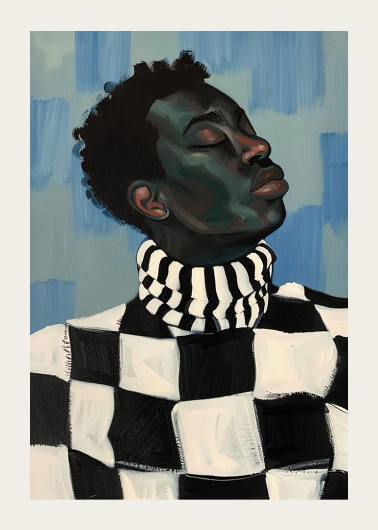 Štýlový kontrast v pokojnej, oduševnenej póze-12