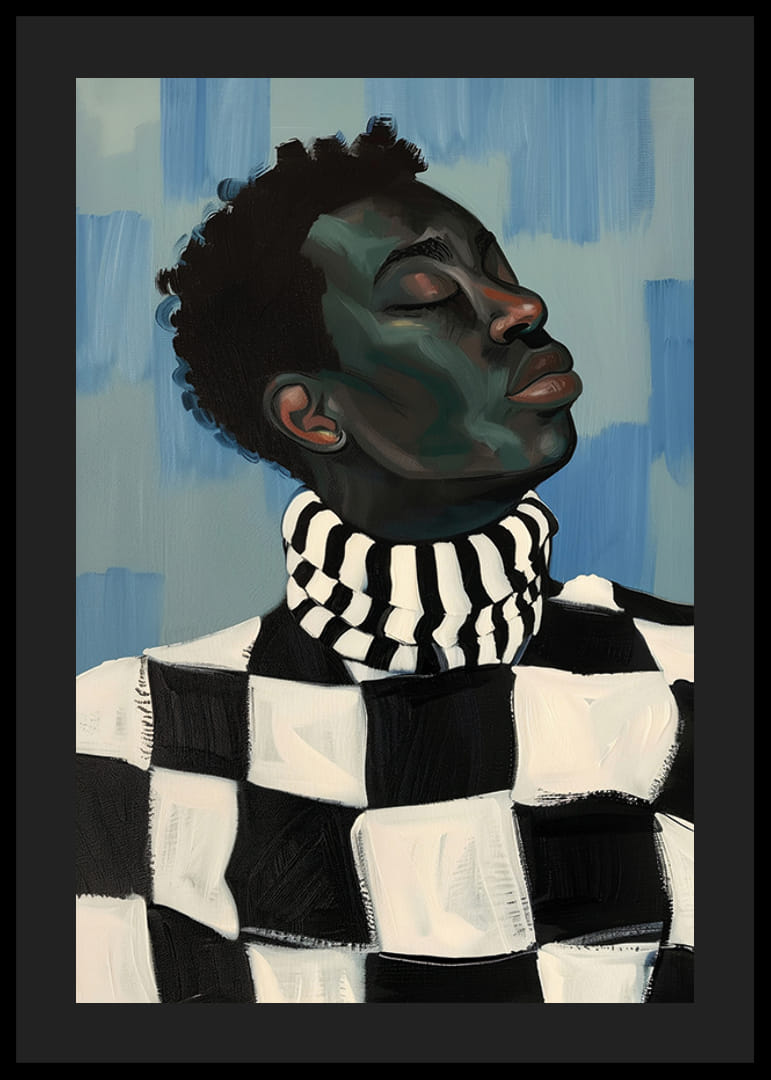 Štýlový kontrast v pokojnej, oduševnenej póze-12