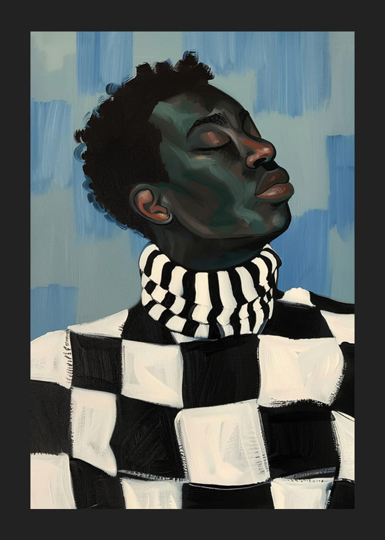 Štýlový kontrast v pokojnej, oduševnenej póze-12