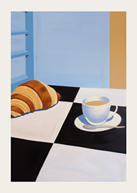 Una mattinata armoniosa con caffè e croissant-3