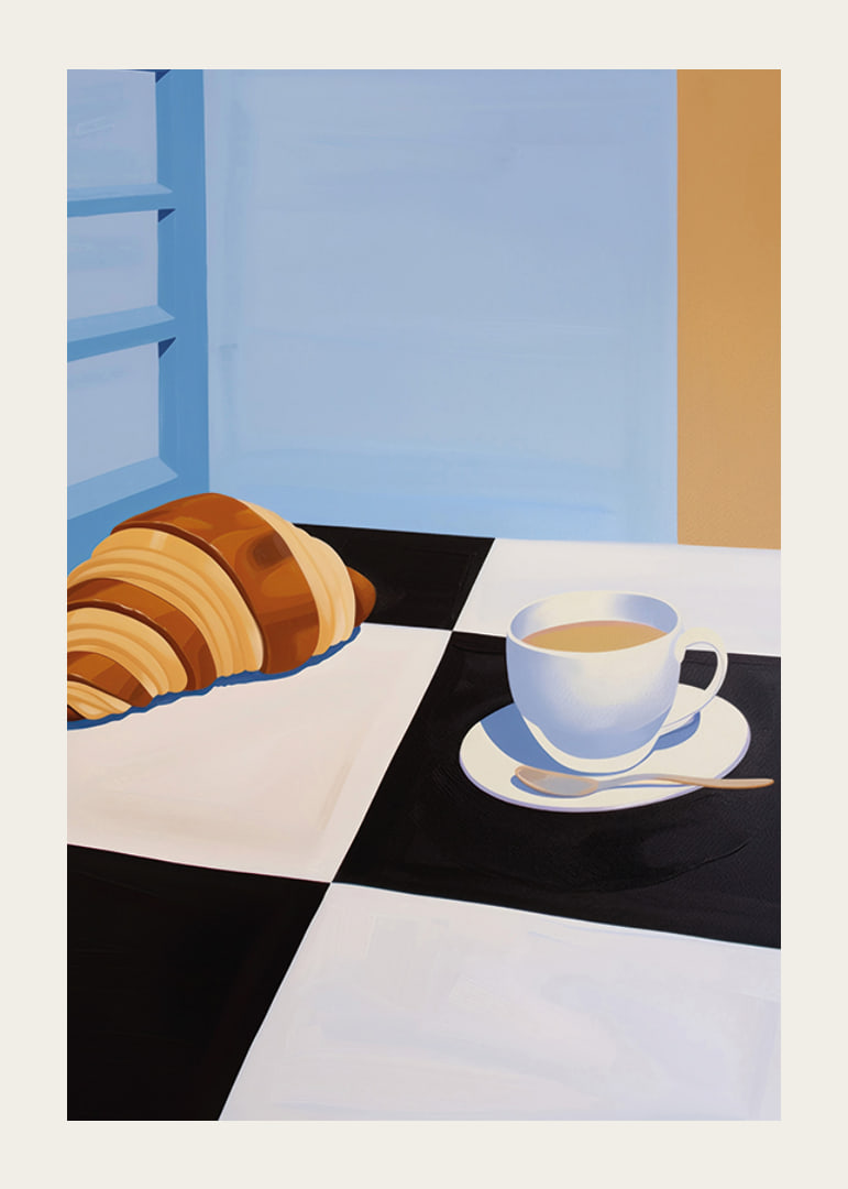Una mattinata armoniosa con caffè e croissant-12