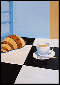 O dimineață armonioasă cu cafea și croissant-2