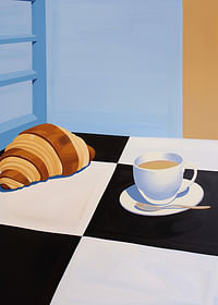 O dimineață armonioasă cu cafea și croissant-3