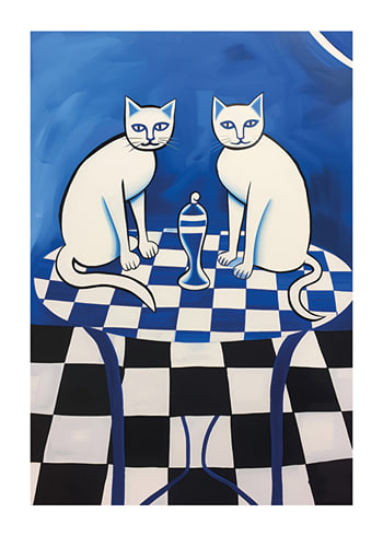 Poster Checkerboard Cats