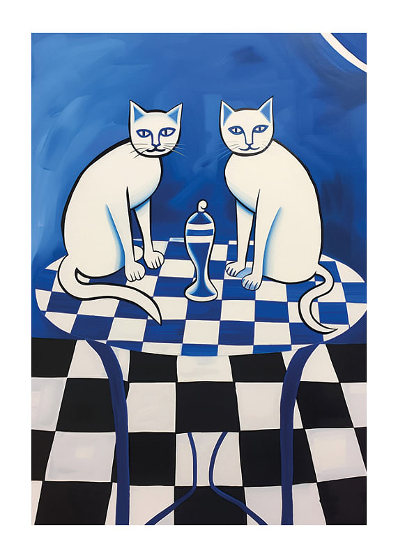 Poster Checkerboard Cats