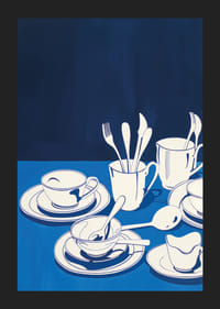 En blå dröm av porslin mot en djup midnattshimmel-5