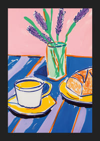 Colorful breakfast scene with lavender scent and vibrant light-5