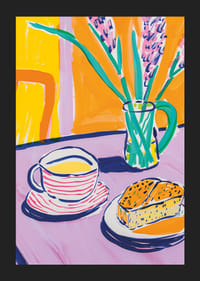 Explosion of color around tea, cake and flower arrangements-5