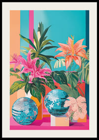 Uma explosão de cores onde as flores se encontram com as bolas de discoteca-2