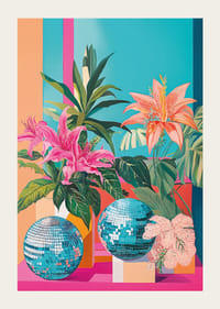 Uma explosão de cores onde as flores se encontram com as bolas de discoteca-3