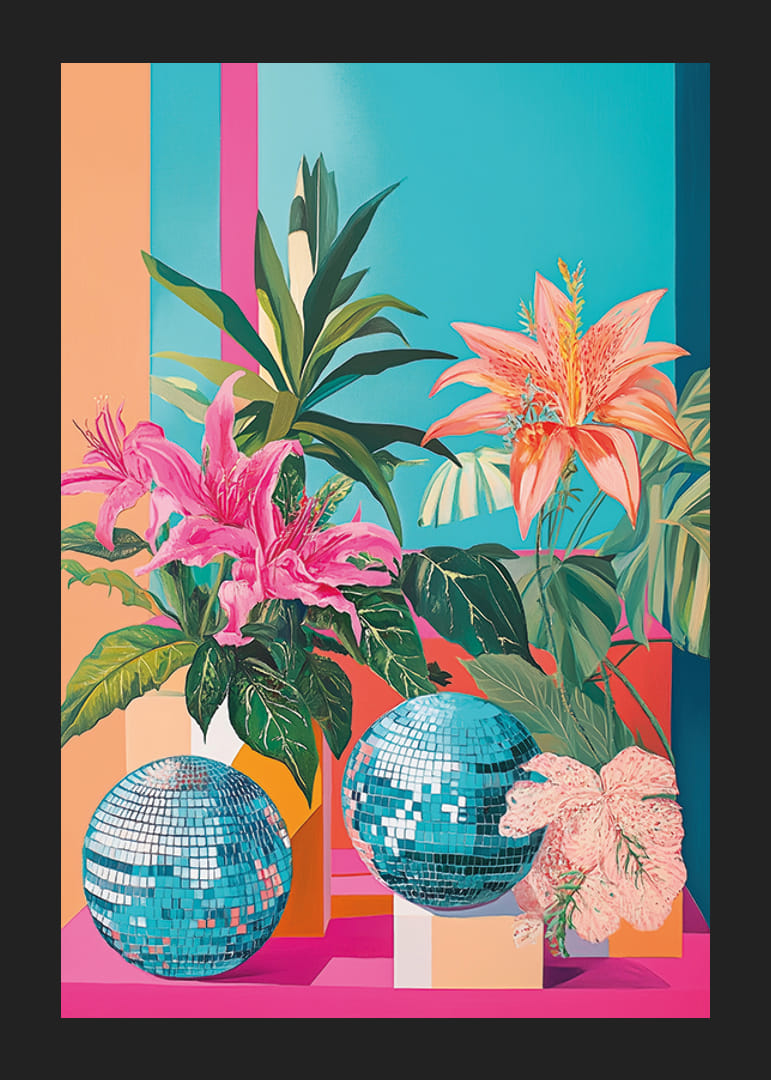 Uma explosão de cores onde as flores se encontram com as bolas de discoteca-12