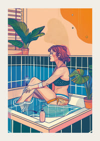 En avkopplande stund i ett färgrikt badrum-3