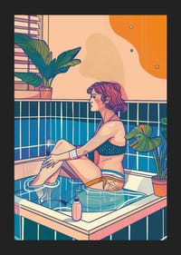 En avkopplande stund i ett färgrikt badrum-5