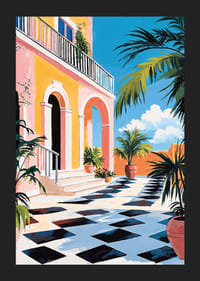 En solig terrass med färgglada växter och himlens blå skönhet-5