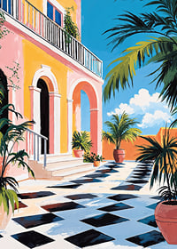 A sunny terrace with colorful plants and the blue beauty of the sky-7
