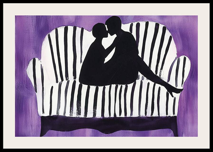 Silhouettes of love against a violet background create mystery-12