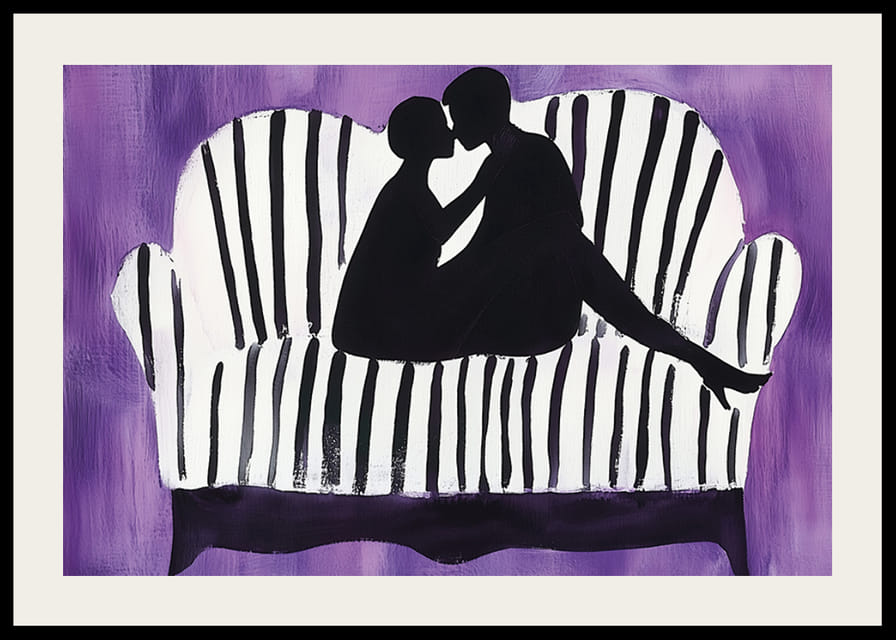 Siluety lásky na fialovom pozadí vytvárajú tajomstvo-12