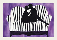 Silhouettes of love against a violet background create mystery-3