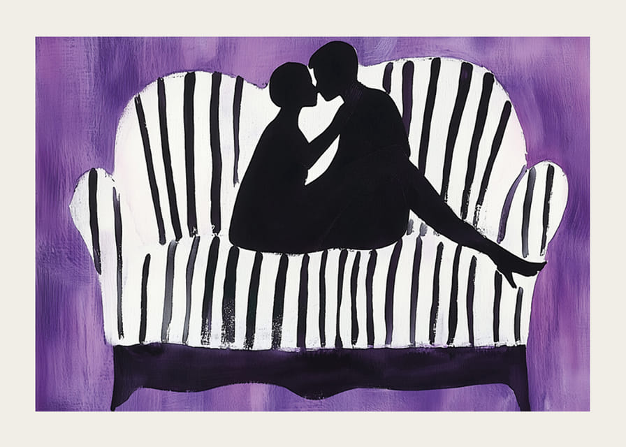 Siluety lásky na fialovom pozadí vytvárajú tajomstvo-12