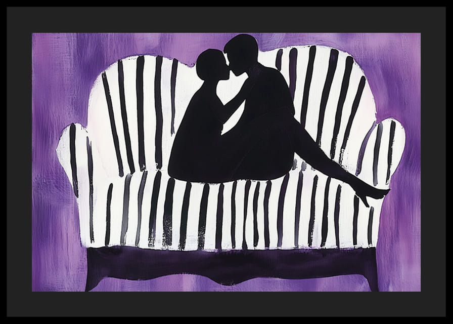 Siluety lásky na fialovom pozadí vytvárajú tajomstvo-12