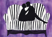 Silhouettes of love against a violet background create mystery-7
