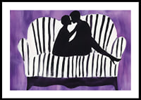 Silhouettes of love against a violet background create mystery-0