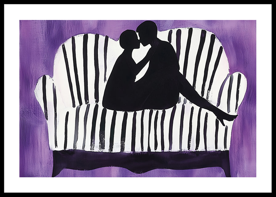Silhouettes of love against a violet background create mystery-12