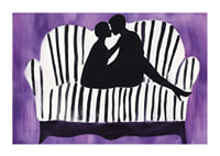 Silhouettes of love against a violet background create mystery-1