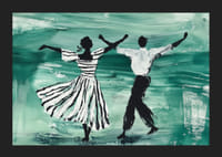 En dansande duo svävar över en grön bakgrund av rörelse-5