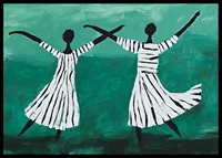 Two dancers float in a dreamy dance over a green background-6