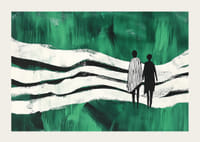 Zwei Figuren umgeben von den sanften Bewegungen des Grüns-3