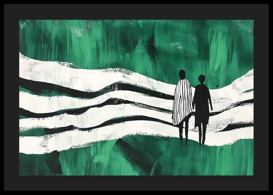 Zwei Figuren umgeben von den sanften Bewegungen des Grüns-12