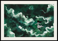 Dievča pláva cez tajomné zelené oblaky-2